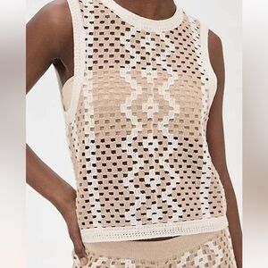 Z Supply Oasis Beige and White Crochet Tank